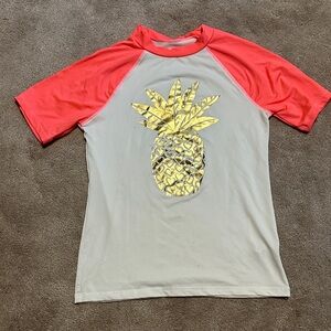 Cat & Jack Pink and White Kids Swim Rashguard